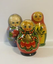Assorted Russian Matryoshka Dolls Vintage Hand Painted Nesting Dolls Babushkas