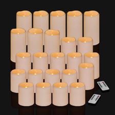 Flameless Candles 4" 5" 6" Set of 24 Ivory Outdoor Indoor Pillars 3" Diameter Ba