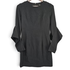 Black Halo Size 4 Black Cutout Bell Sleeve Mini Sheath Cocktail Dress EUC