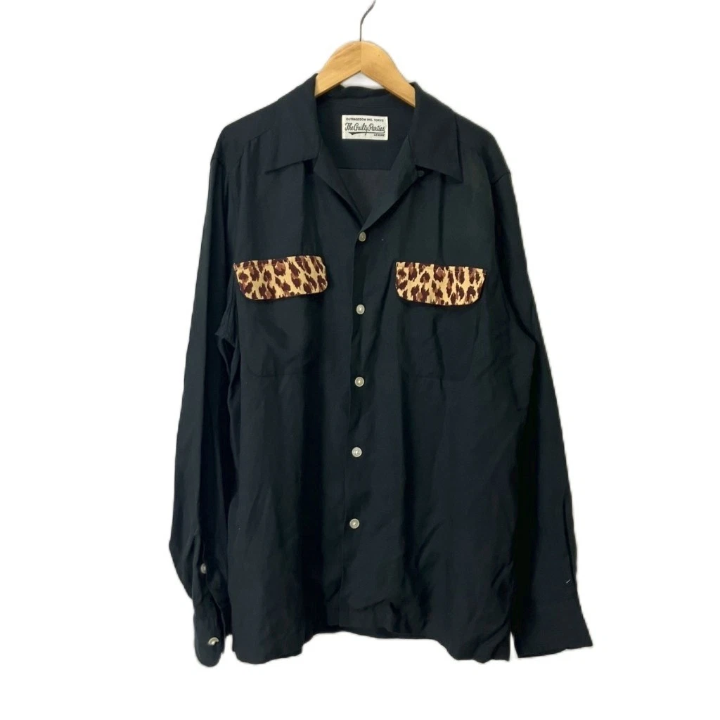 WACKO MARIA guilty parties Long Sleeve Open Collar Shirt Camp Collar Pocket Leop