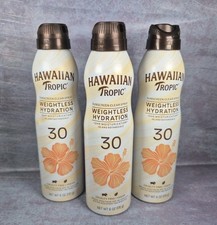 Hawaiian Tropic Silk Hydration Weightless Sunscreen Spray SPF30 6oz Lot of 3