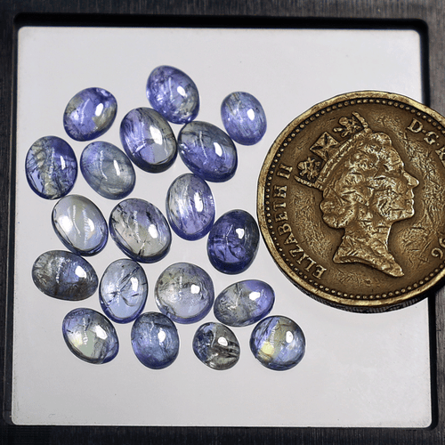Posten 19 Stck. Natürlicher Tansanit Hochwertig 5,2 mm-7,2 mm Cabochon Unbehandelt Edelsteine - Bild 6 von 11