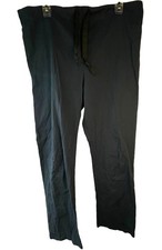 scrub pants navy blue tie pockets waist 37" rise 13" inseam 30" READ
