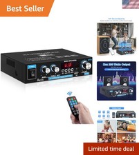 Mini Bluetooth Home Audio Amplifier with Treble Control  Remote - 30W x 2 Power