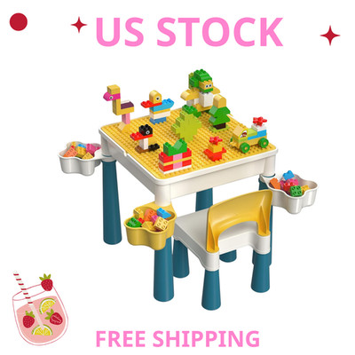 Kids Building Block Table with 1 chair - Flip Top Art & Sand Play Station