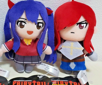 FAIRY TAIL Pikonui Plush Toy Doll Mascot 10cm Erza Wendy Set of 2