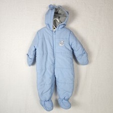 CARTERS Child Of Mine SNOW SUIT Puppy blue fleece HOOD 6-9 Months