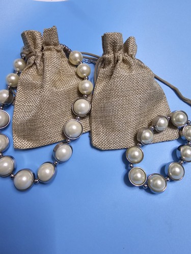 M & S pre loved pearl & silver statement necklace & matching bracelet. - Picture 13 of 13