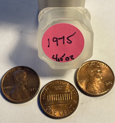 1975 Lincoln Memorial Cent Full Roll. Lightly Circulated Reds! - Picture 6 of 7