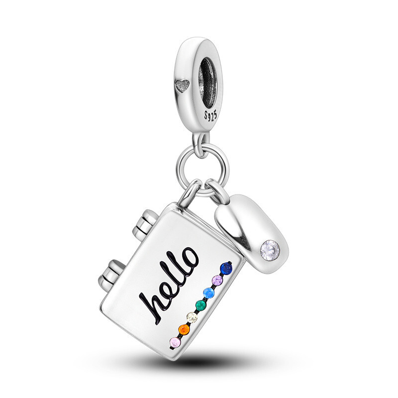 Laptop Computer Pendant Mouse Work Coffee Love Heart Charm 925 Sterling ...