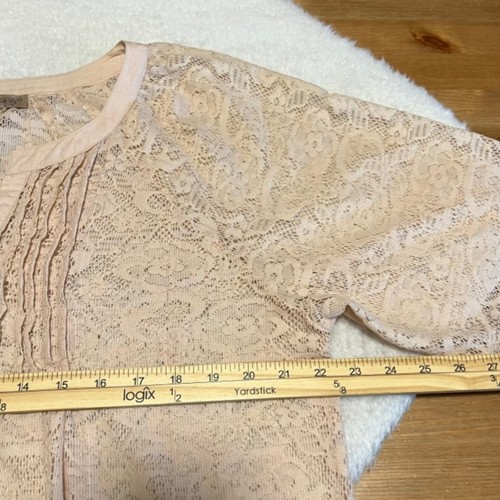 Blusa Top Vintage America Mujer Melocotón Encaje Cuello en V Plisada Manga 3/4 Talla Grande - Imagen 11 de 12