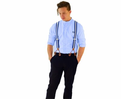 navy blue dress pants with suspenders Navy blue men's suspenders with black loops