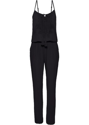 Neu Jumpsuit mit Spitze Gr. 42 Schwarz Damenjumpsuit Overall Hosenanzug Onesie