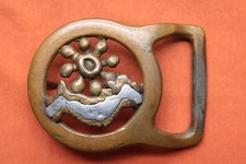 Vintage Artist Hand Made Sun Design Bronze Western Belt Buckle