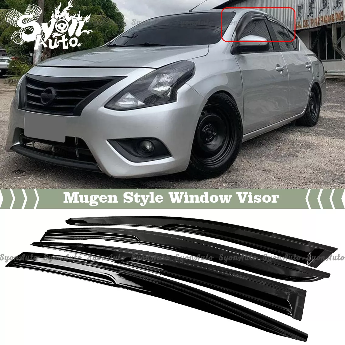 FITS 2012 2019 NISSAN VERSA JDM 3D WAVY MUGEN STYLE WINDOW VISOR RAIN GUARD VENT