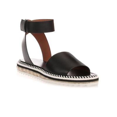 GIVENCHY Rocket black leather espadrille Women Sandals Sz: 8