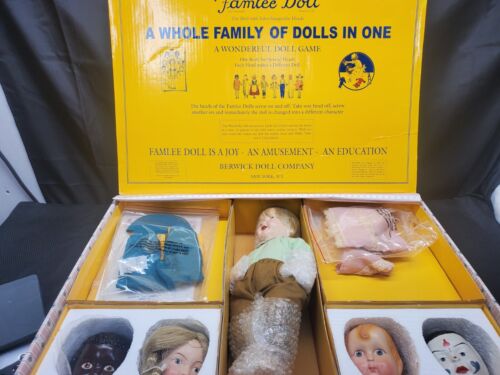 FAMLEE Doll Berwick 5 Interchangeable Heads 1 Doll Body 3 Outfits Reproduction - Picture 1 of 14