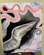 surrealistic Angel Wings hand painted- oil painting on canvas