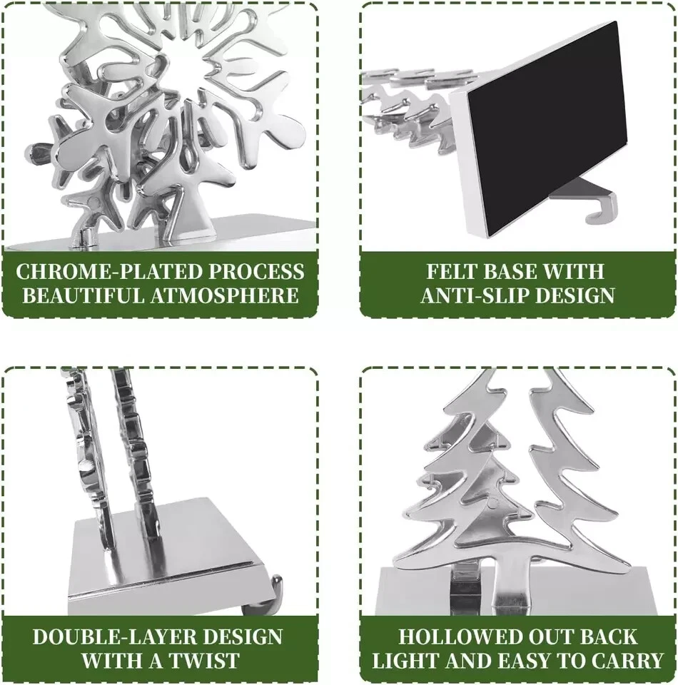 Juego de 4 soportes para medias de Navidad para abrigo, perchas para medias reno muñeco de nieve Foto 3 de 4