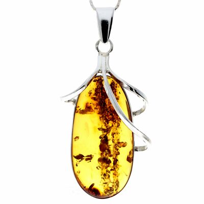 SilverAmber Jewellery Pendentif Ambre Baltique Argent 925 - Petit Classique GL388 Authentique