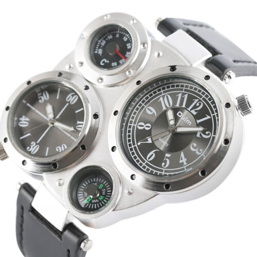 Oulm Brand Men Steampunk Watches Quartz Watch Sport Wristwatch Leather Strap - Afbeelding 1 van 12
