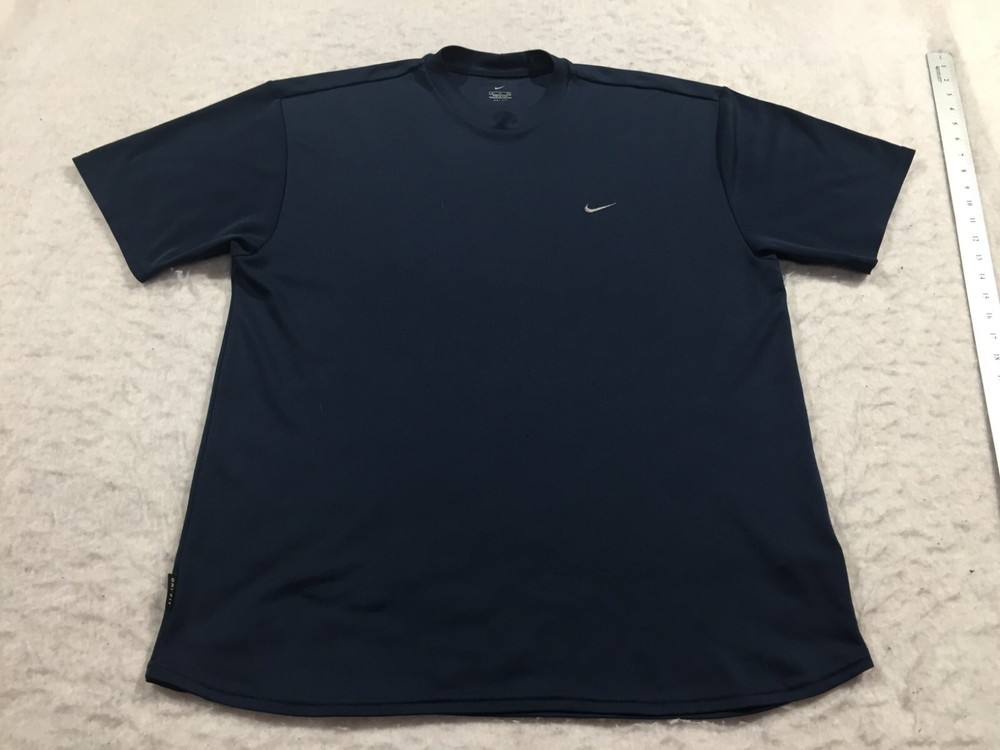 Nike Dri-Fit Men's XL Dark Blue Crew Neck Short Sleeve Logo Tee