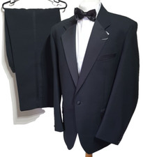 M S St Michael Mens Black Tuxedo Dinner suit Ch40"S W36" L28 " Cruise vintage