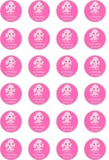 24 x PRECUT GIRL/S 1ST BIRTHDAY ELEPHANT/1 YEAR OLD RICE PAPER CUP CAKE TOPPERS