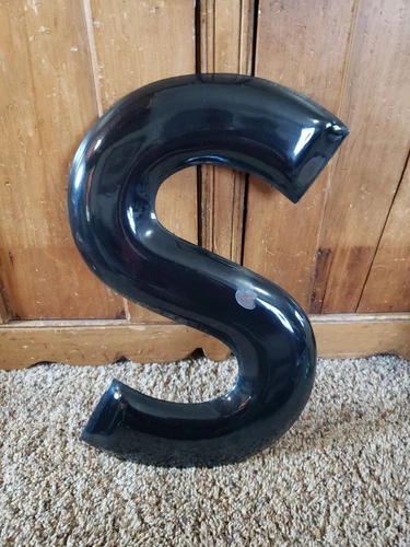 Vintage PORCELAIN Advertising Gas Station 19" LETTER S SIGN