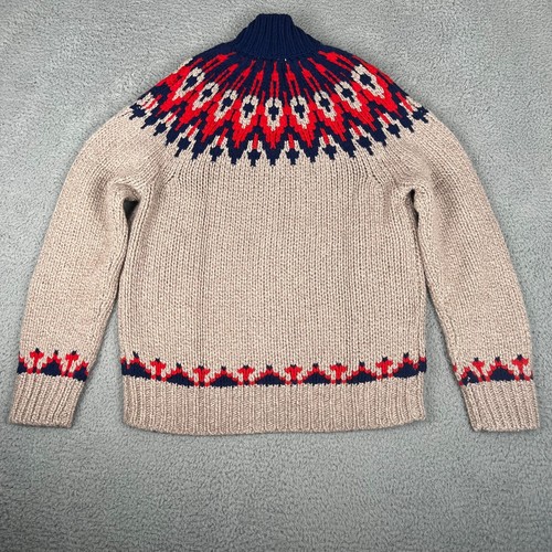 Brooks Brothers Merino Wool Chucky Thick Knit Fair Isle Full Zip Sweater Size L - Picture 12 of 12