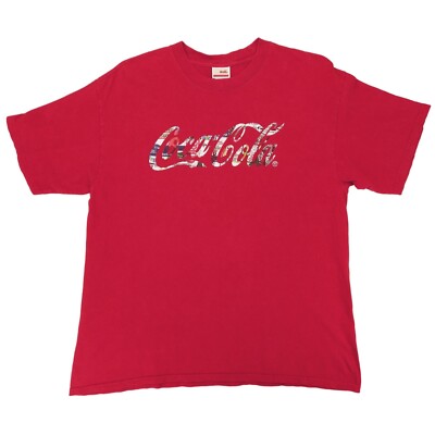 Vintage Coca Cola T-Shirt XL Collage Logo Red Snack Alstyle Barqs Fresca Sprite