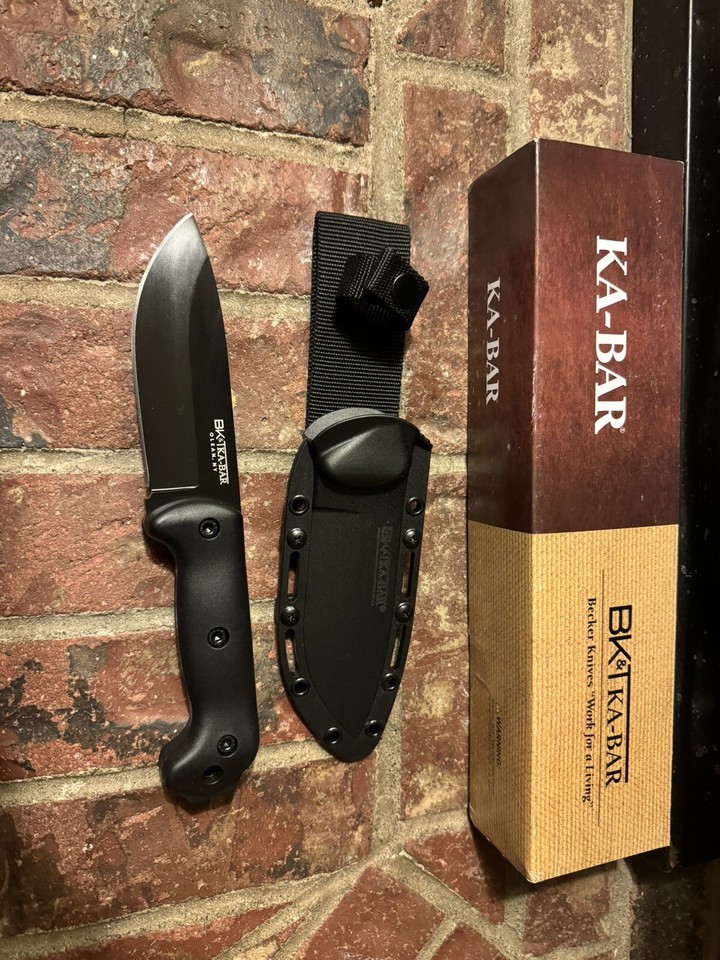 KABAR BK2 CAMPANION FIXED BLADE CAMPING KNIFE W/ Custom Leather