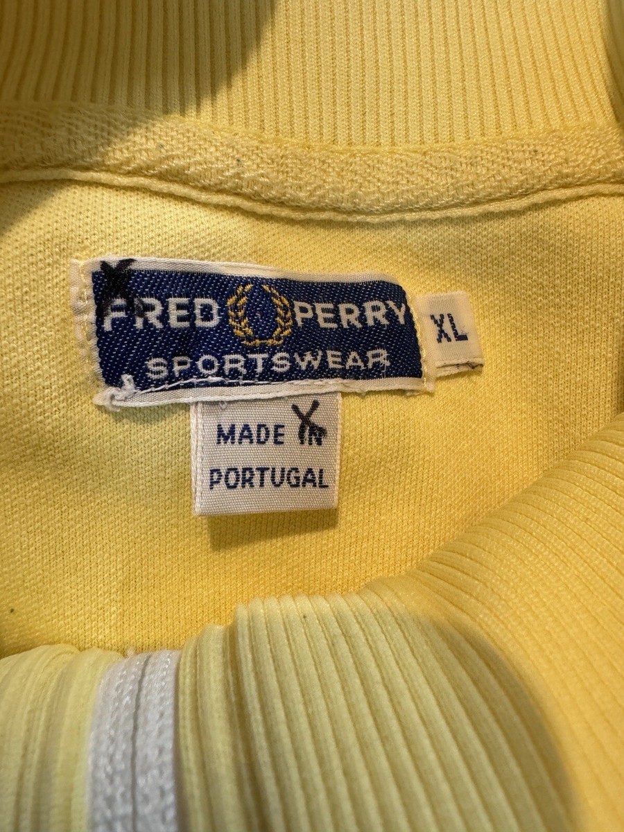 FRED PERRY タグ付き サイズ10 Fred Perry Laurel Taped Track Jacket Yellow Mod Tracksuit Top Mens