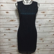 T. Tahari NWT Women's Navy & Teal "Arbor" Lace Sheath Dress, Size 4