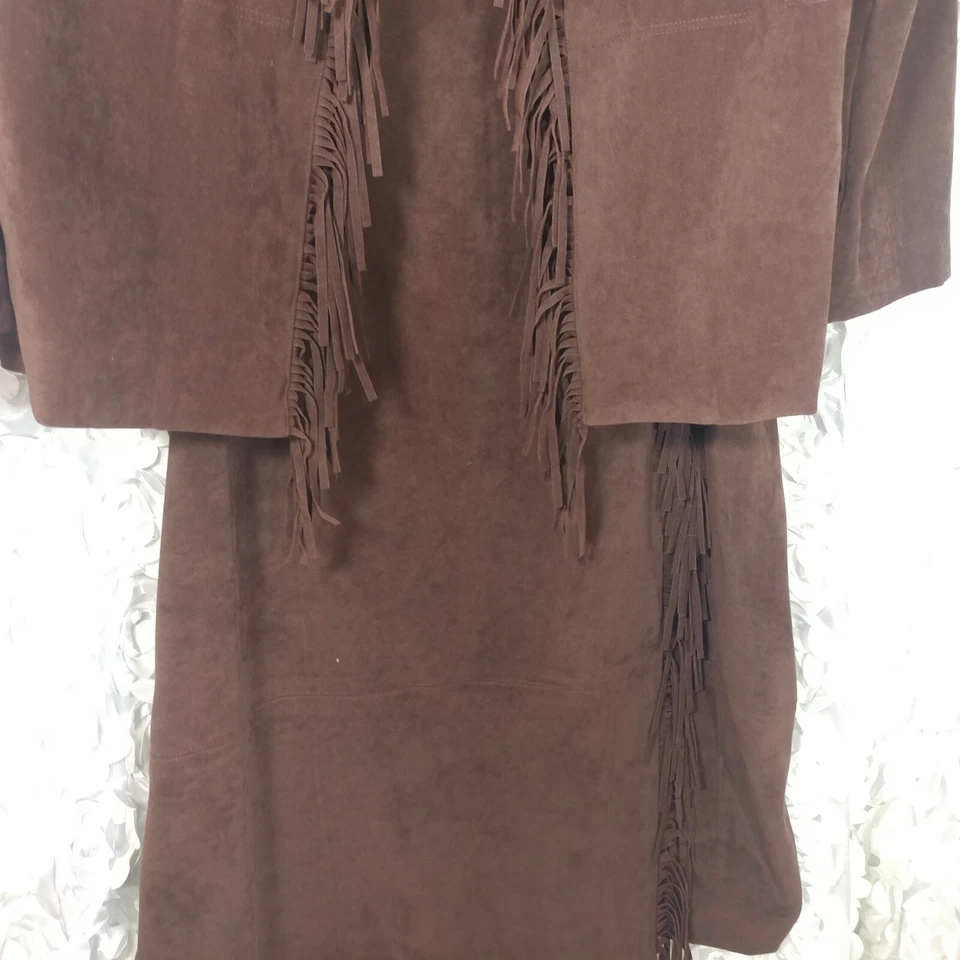 Norton Mcnaughton 2шт искусственной замши бахрома юбка куртка комплект размер 14 юбка топ 18 - Изображение 4 из 4