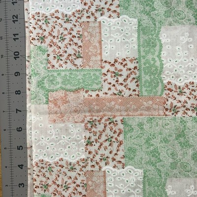 Vintage Patchwork Pastel Lace Flowers 1/2 Yard Cotton Fabric