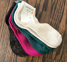 J Crew Crewcuts Kids Ankle Socks 4 Pairs Size L Multicolor Shimmer Cotton Blend