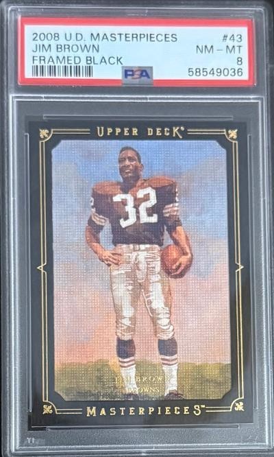 2008 Upper Deck Masterpieces - Jim Brown #43 Black Framed PSA 8 NM-MT HOF