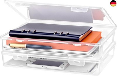 QWORK  Tragbare Aktenbox im A4-Format, durchsichtiger Kunststoff, 2 Stück, i