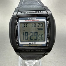 Casio W-201 Watch Men 36mm Black Alarm Chrono Digital Illuminator New Battery Jy