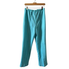 Vintage 70s Polyester super high waisted Pants Turquoise Blue
