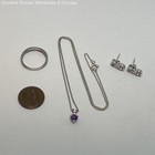 Contemporary 925 CZ Pendant Necklace, Ring & Post Back Earrings 5.9g — photo 2