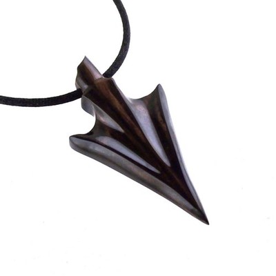 Hand-Carved Wooden Arrowhead Pendant, Arrow Necklace, Tribal Men Wood Jewelry