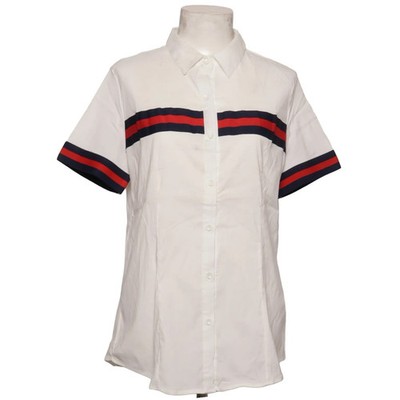 Clash, Kurzarmhemd, Größe: 1XL, Weiß/Blau/Rot, Elasthan/Polyester, Streifen #L3D