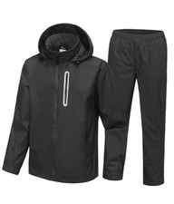 Men's Waterproof Golf Rain Suit Rain Gear Jacket and Pants Small Black