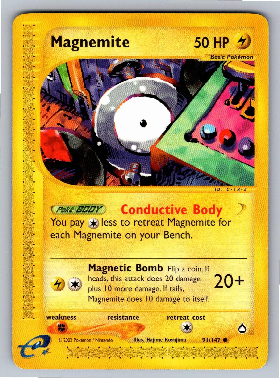 Magnemite 91 Common Aquapolis Pokemon Lightly Played