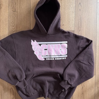 Vintage Russell Athletic Chocolate Brown Mens Large Hoodie Y2K