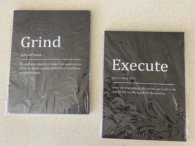2 Motivational Wall Art Plaques, Never Removed From Plastic - GRIND & EXECUTE
