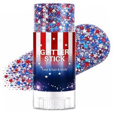 4th of July Glitter Stick, Red White and Blue Decorations, Star Sparkling Hai...