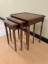 Vintage Nest of 3 Wooden Tables – Regency Style Legs, Classic Design
